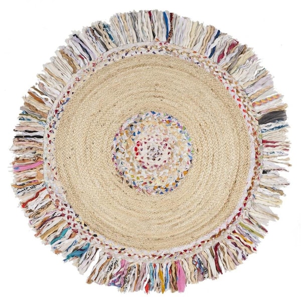 Safavieh Cape Cod Hand Woven Round Area Rug Ivory & Light Beige - 3 x 3 ft. CAP205B-3R - main